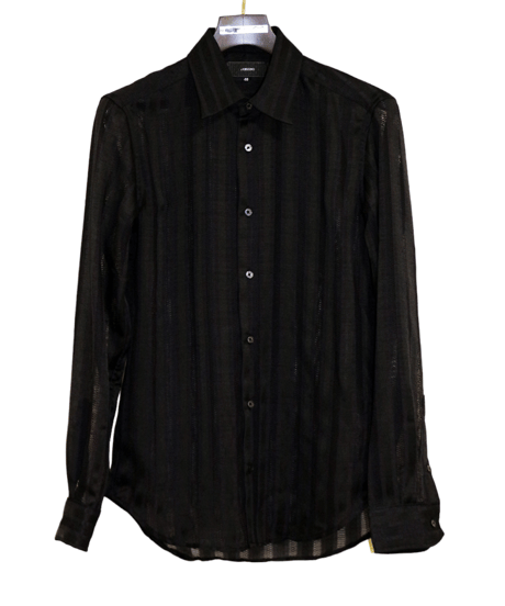 ys Yuji SUGENO (イース ユウジ スゲノ)  210830402-BLACK / Regular shirt with karami stripe stole