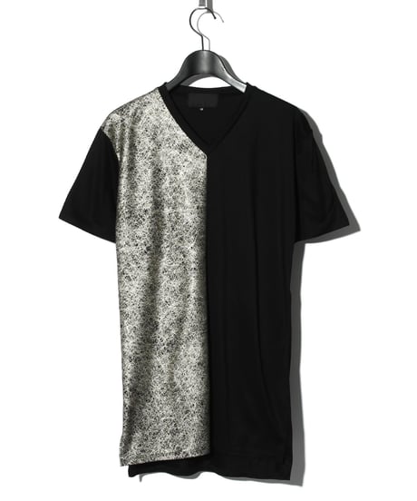 ys Yuji SUGENO (イース ユウジ スゲノ)  220210112 / Foil Print Changing V-neck T-BLACK