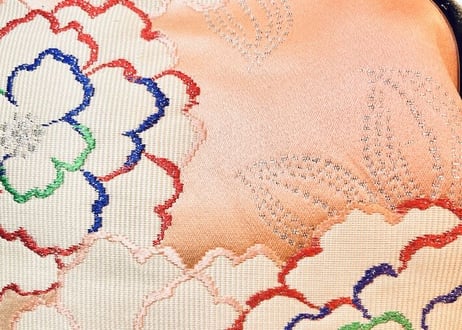 がま口ショルダーバッグ20cm／ピンク系の花模様／Clasp Shoulder Bag (20 cm Frame Type)