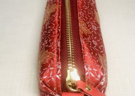 ペンケース／pencil case／いちご色の小花模様