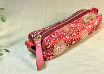 ペンケース／pencil case／いちご色の小花模様