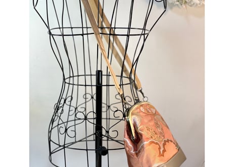 がま口ショルダーバッグ 20cm／オレンジの七宝柄／Clasp Shoulder Bag (20 cm Frame Type)