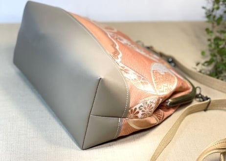 がま口ショルダーバッグ 20cm／オレンジの七宝柄／Clasp Shoulder Bag (20 cm Frame Type)
