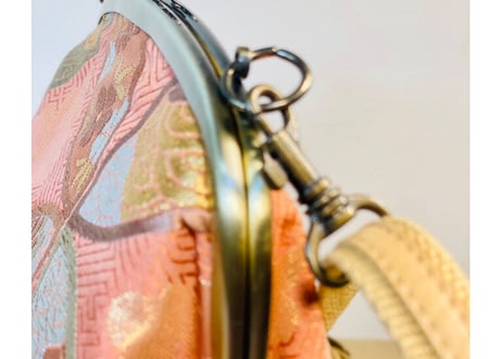 がま口ショルダーバッグ 20cm／オレンジの七宝柄／Clasp Shoulder Bag (20 cm Frame Type)