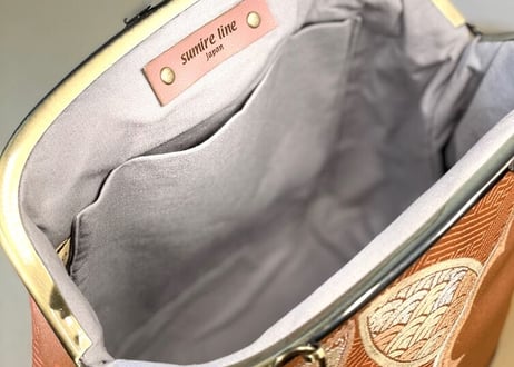 がま口ショルダーバッグ 20cm／オレンジの七宝柄／Clasp Shoulder Bag (20 cm Frame Type)