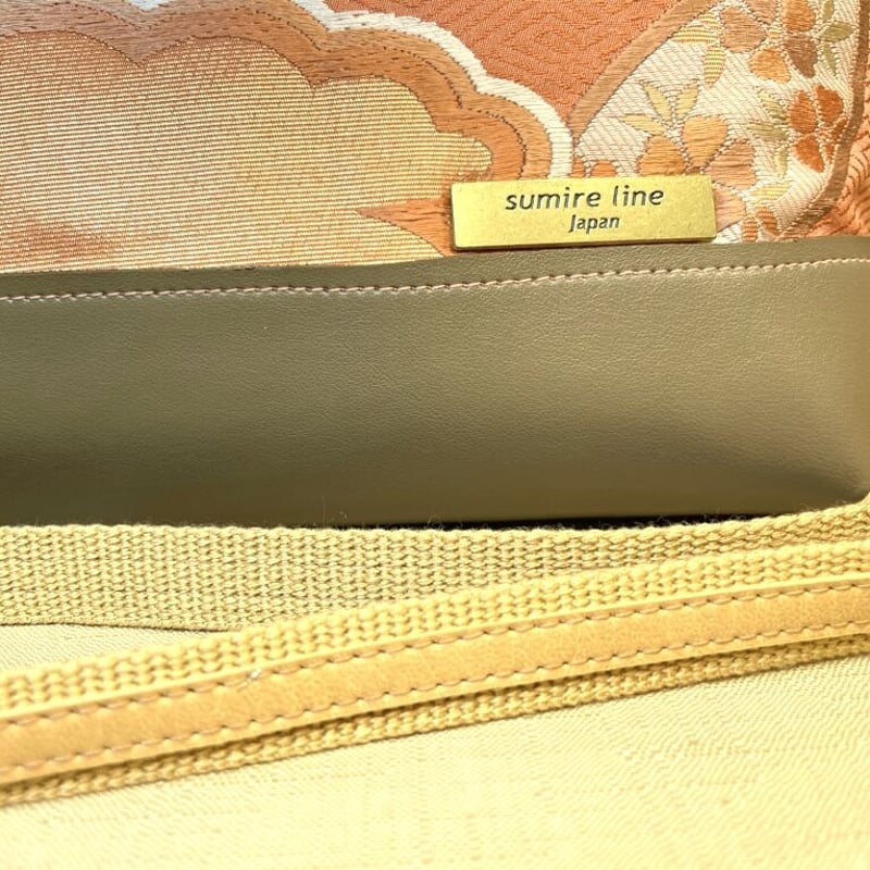 がま口バッグ＆ポーチ　ウール生地　口金20　イエロードット がま口ショルダーバッグ 20cm／オレンジの七宝柄／clasp