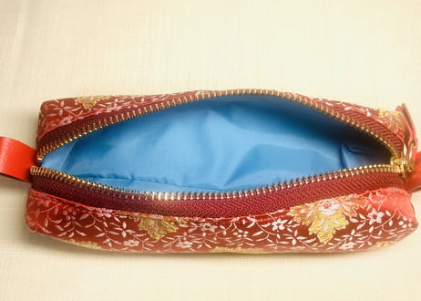 ペンケース／pencil case／いちご色の小花模様
