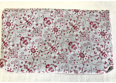 スキヤポーチ／sukiya pouch／グレーに赤いアラベスク風の帯