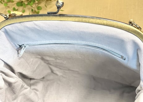 がま口ショルダーバッグ 20cm／オレンジの七宝柄／Clasp Shoulder Bag (20 cm Frame Type)