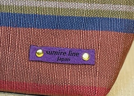 ファスナーポーチ／ピンクとブルーのボーダー／zipper pouch