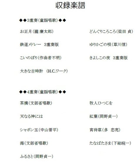 詰合せ 童謡唱歌 フルート３重奏・フルート４重奏