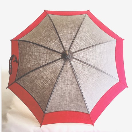 刺繍のための日傘　ナチュラルカラー＆赤いリネン