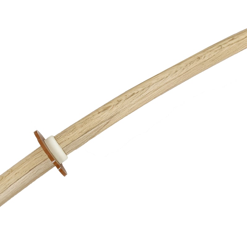 白樫木刀 鍔付（平峰蛤帽子/脇差）Wakizashi Bokuto (White oak