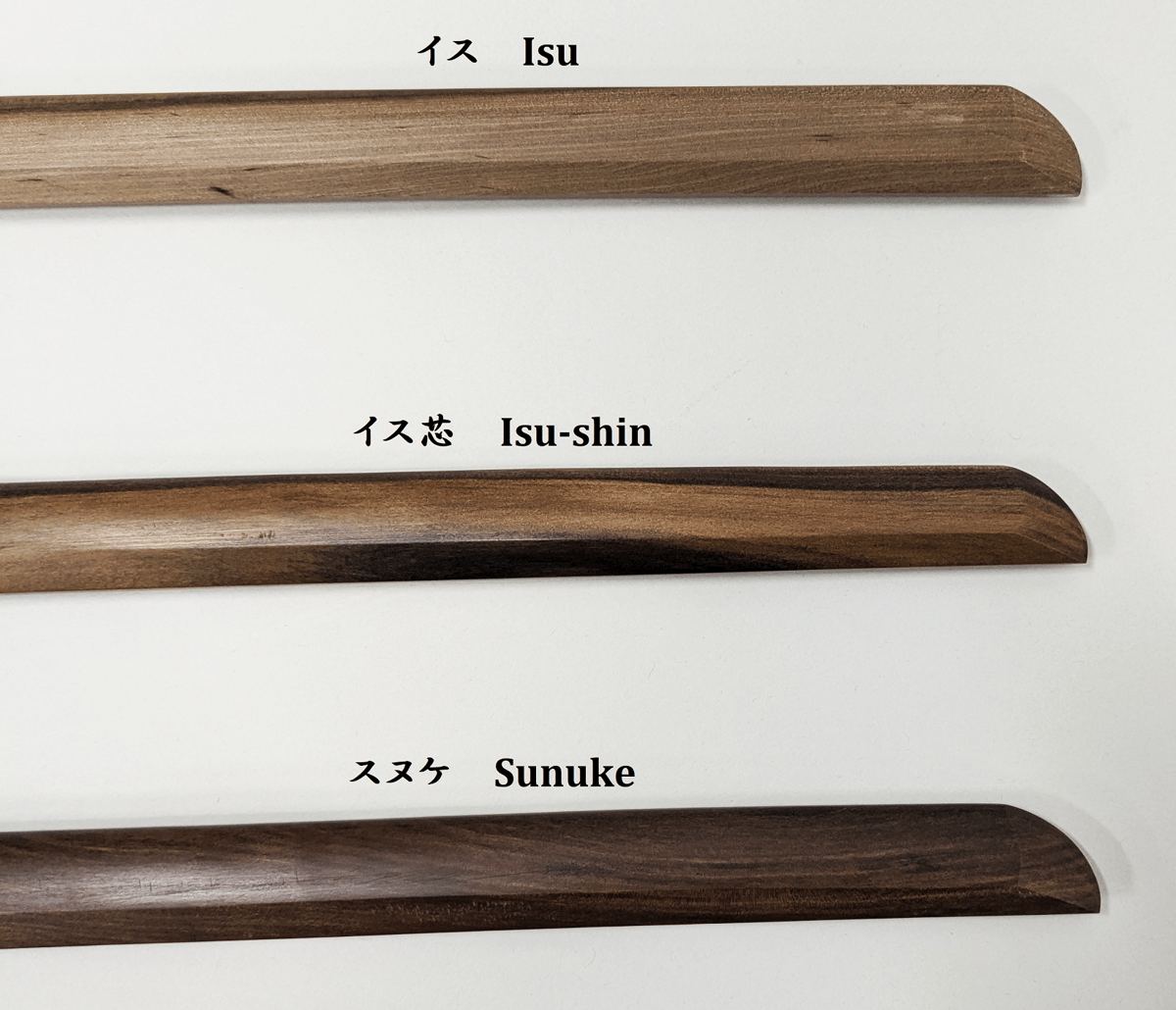 スヌケ・イス芯・イス細身木刀 Thin Bokuto (Sunuke・Isu-shin・Isu