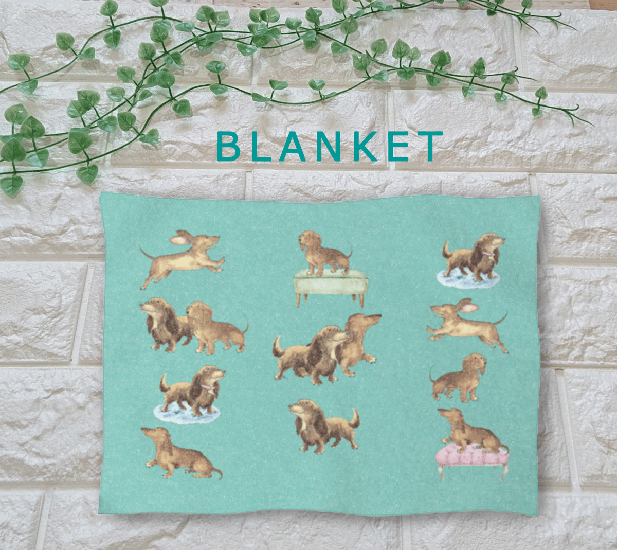 ダックスいっぱい♡ブランケット（ティファニーブルー） | MiiruMerry