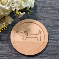 お散歩ダックス ♪木製ラウンドコースター