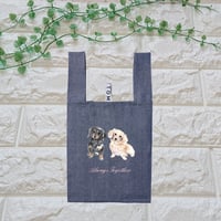 いつも一緒ダックス♡コットンエコバッグ（ネイビー）