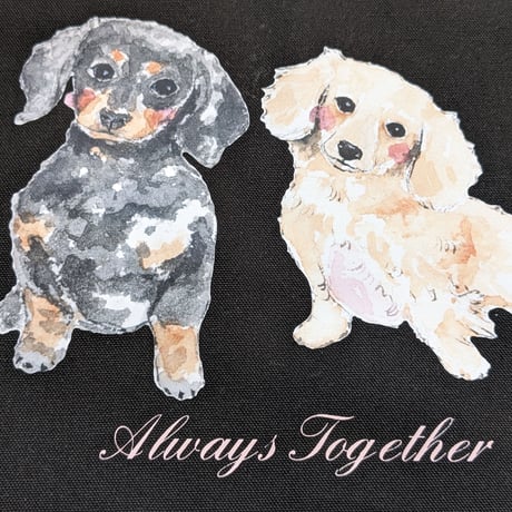 いつも一緒ダックス～Always Together~♡キャンバススクエアトート大（ブラック）