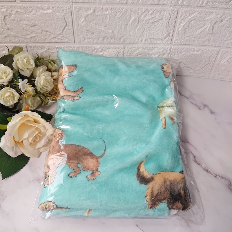 ダックスいっぱい♡ブランケット（ティファニーブルー） | MiiruMerry