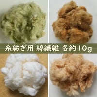 【綿繊維】各種　約10g　無染色・自家自然栽培綿