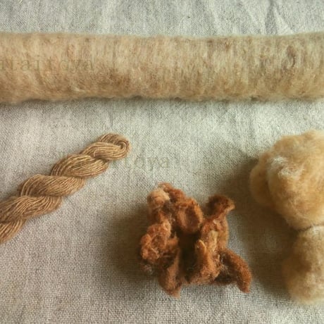 無染色・自家自然栽培綿の篠（手紡ぎ用綿）　各種