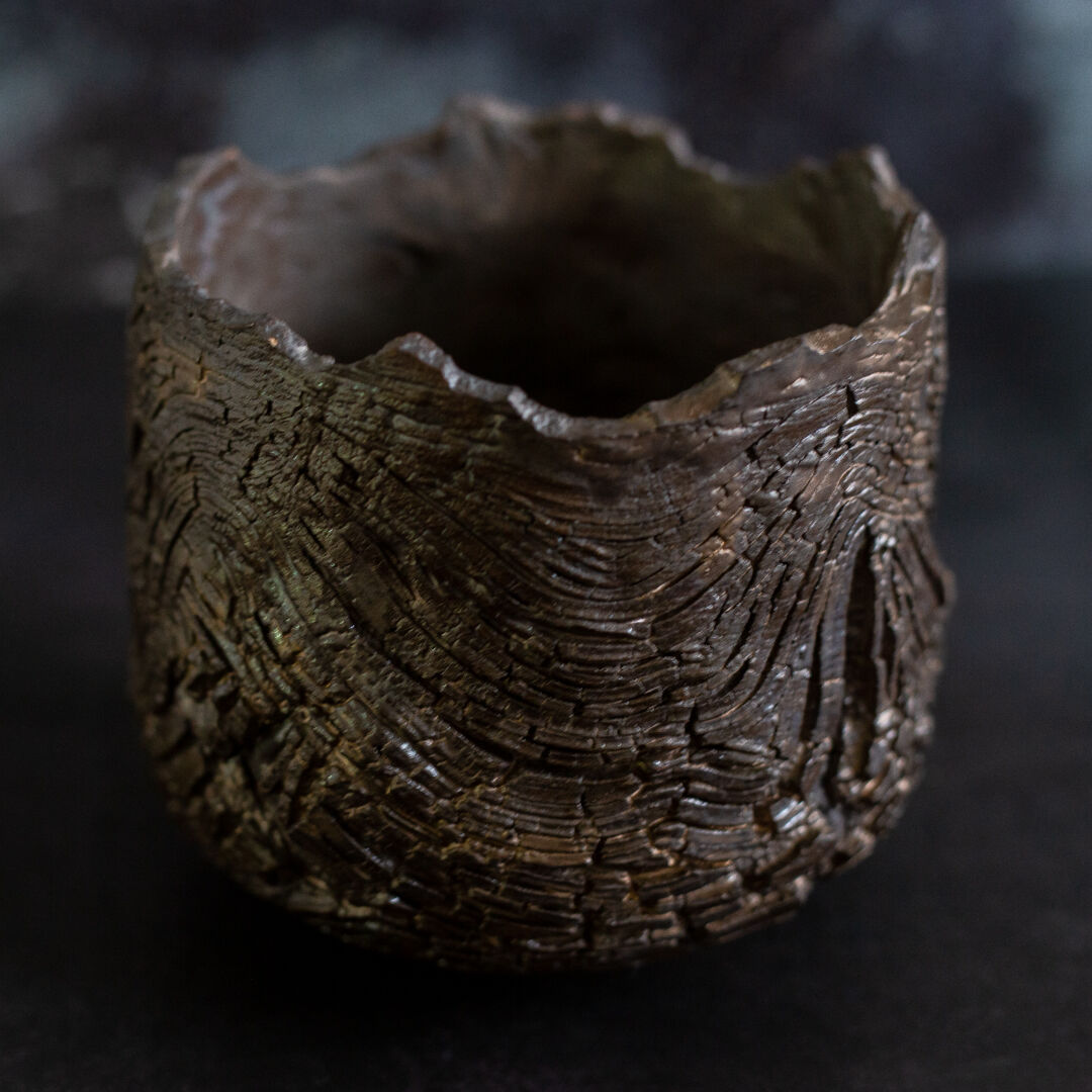 川澄 智一 作品【Rock Bark -wave-】4号 笠間焼 植木鉢 KS-01 |