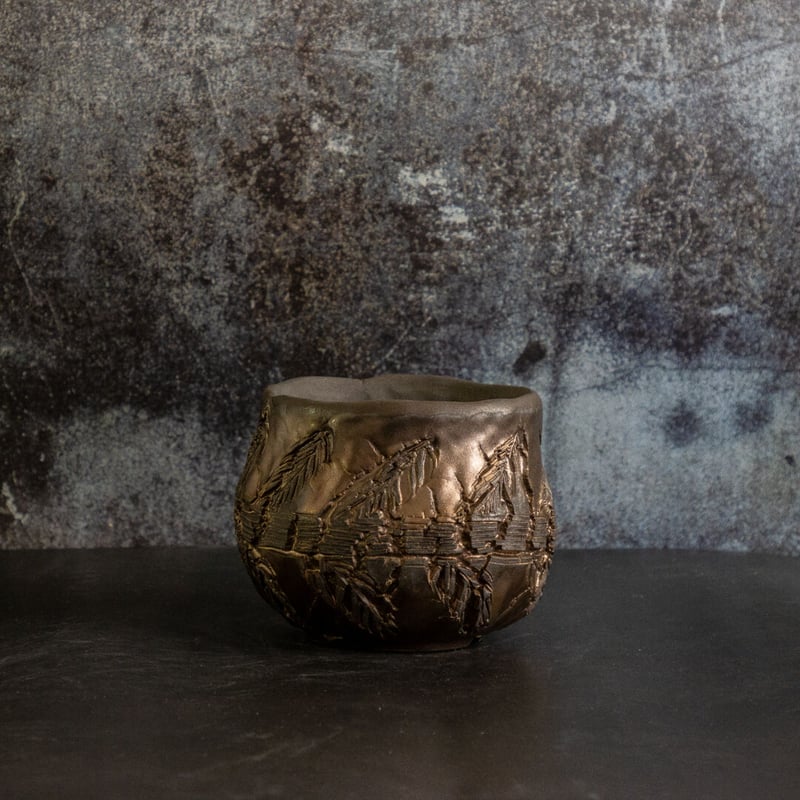 川澄 智一 作品【Rock Bark -leaf-】4号 笠間焼 植木鉢 KS-20 |
