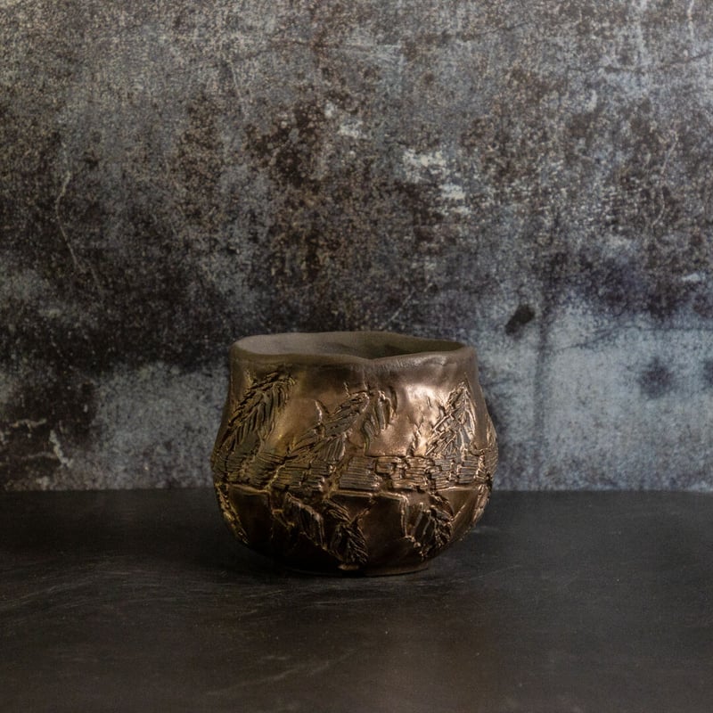 川澄 智一 作品【Rock Bark -leaf-】4号 笠間焼 植木鉢 KS-20 |