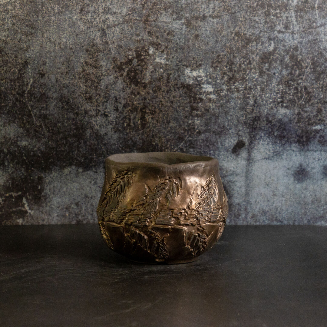 川澄 智一 作品【Rock Bark -leaf-】4号 笠間焼 植木鉢 KS-20 |