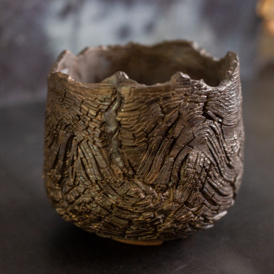 川澄 智一 作品【Rock Bark -wave-】4号 笠間焼 植木鉢 KS-01 | 川澄 智一 作品【Rock Bark -wave-】4号 笠間焼 植木鉢 KS-01 |