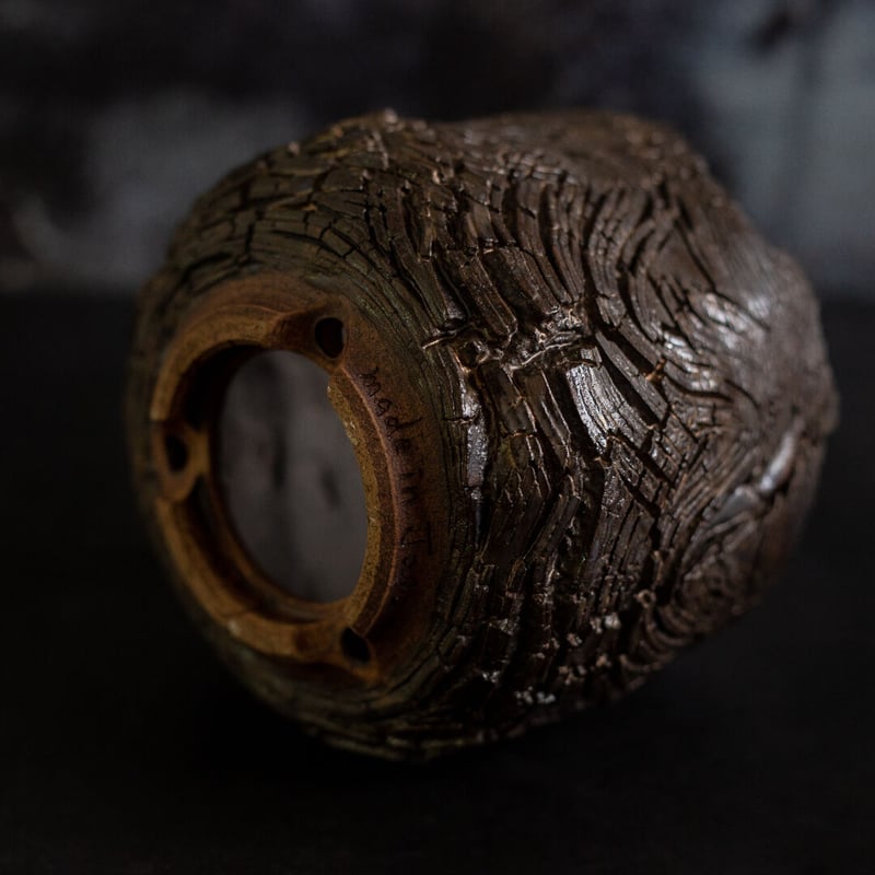 川澄 智一 作品【Rock Bark -wave-】4号 笠間焼 植木鉢 KS-01 |
