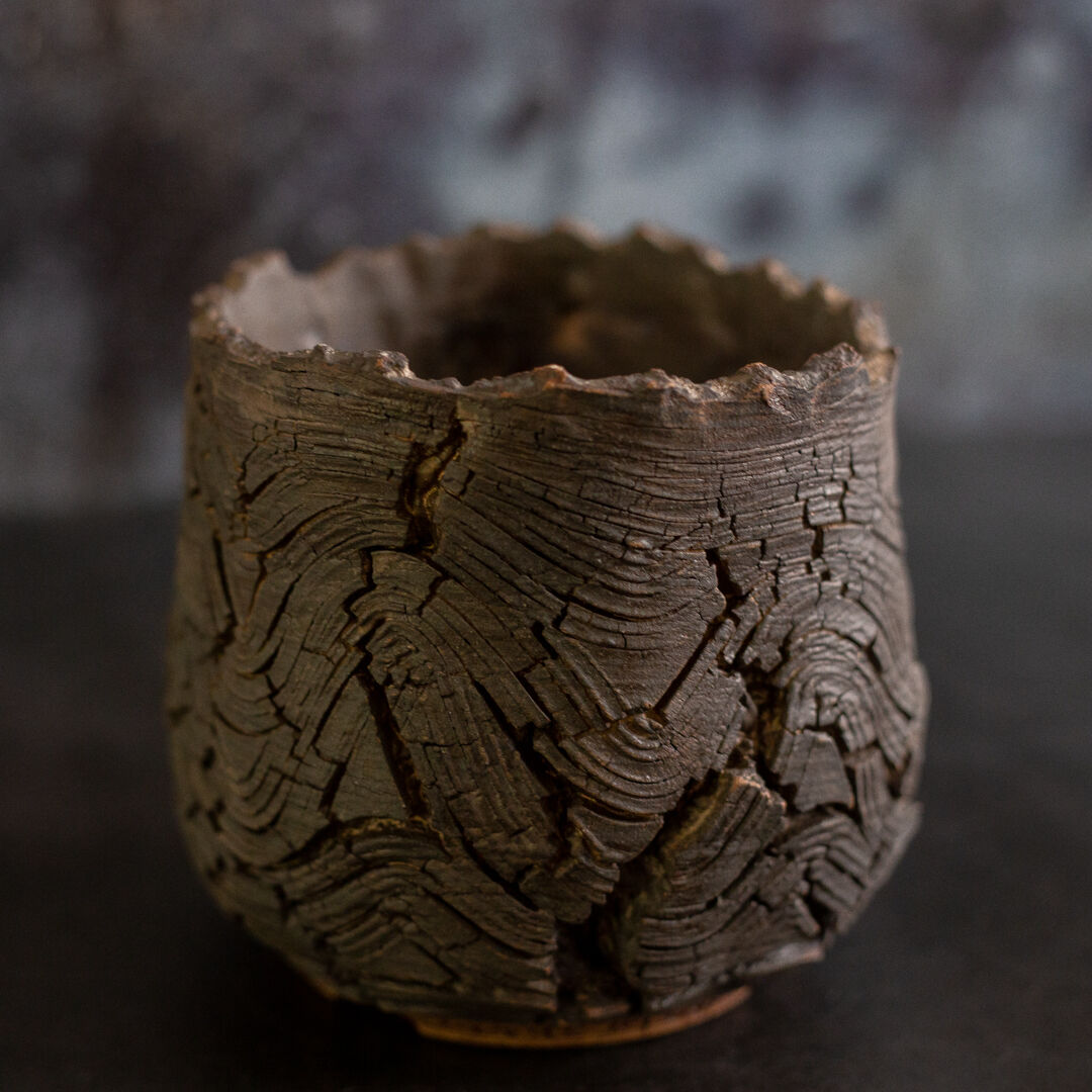 川澄 智一 作品【Rock Bark -wave-】4号 笠間焼 植木鉢 KS-03 |