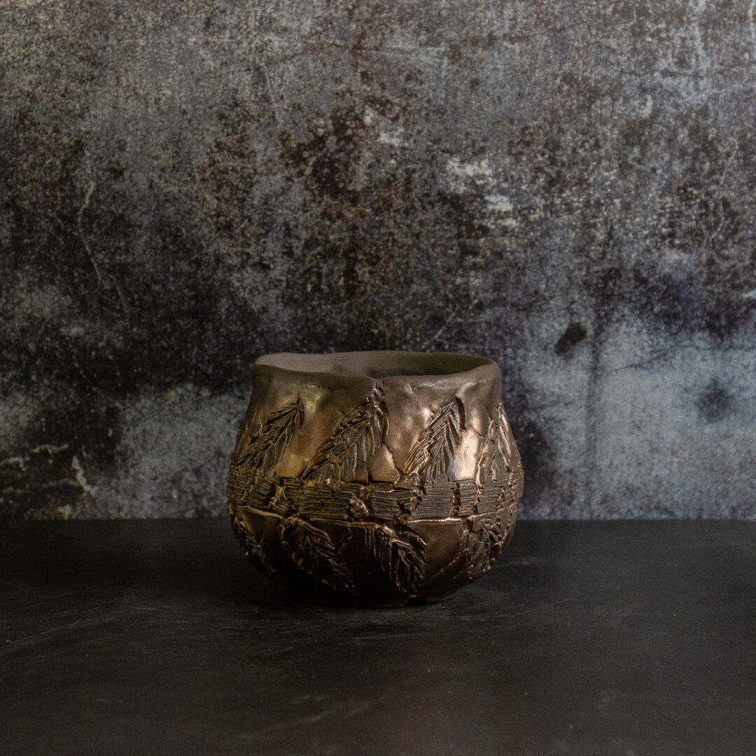 川澄 智一 作品【Rock Bark -leaf-】4号 笠間焼 植木鉢 KS-20 |