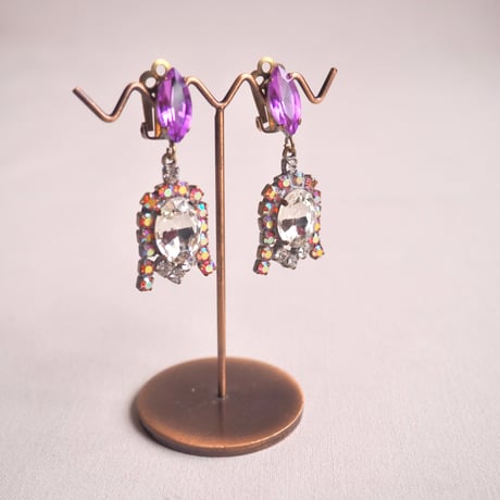 vintage czech rhinestone earrings(A)