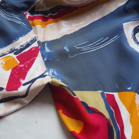 vintage abstract print oversized s/s blouse
