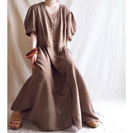 euro vintage brown oversized maxi dress