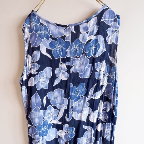 90s rayon floral sleeveless maxi dress