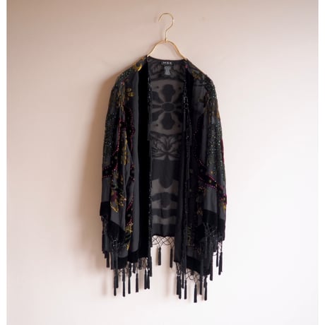 "MSK" floral silk burnout tassel robe