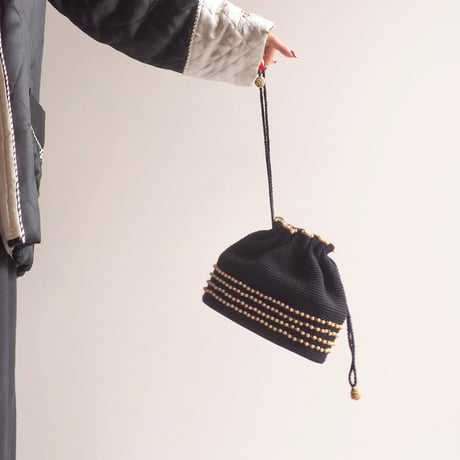 50〜60s beads drawstring woven bag