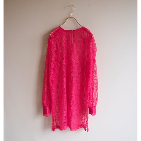 80s〜 vivid pink lace blouse