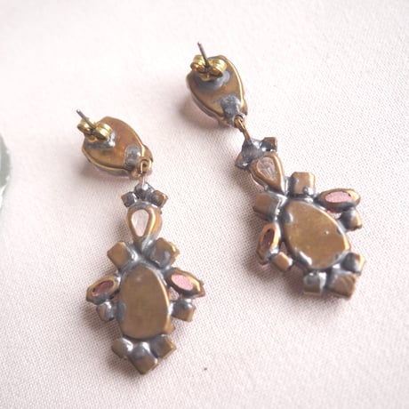 vintage czech rhinestone earrings(C)