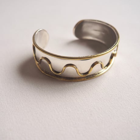 vintage Mexican silver × brass design cuff bangle
