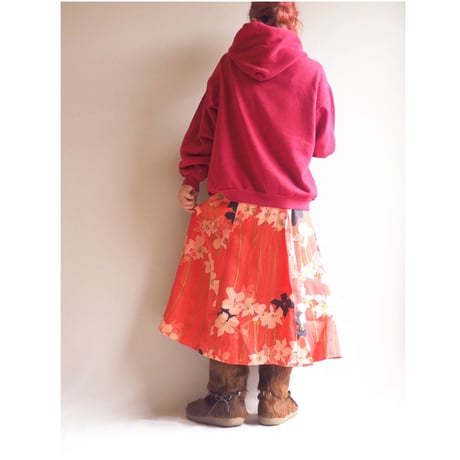 70s  floral flare midi skirt
