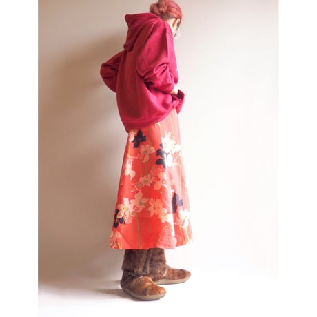 70s  floral flare midi skirt
