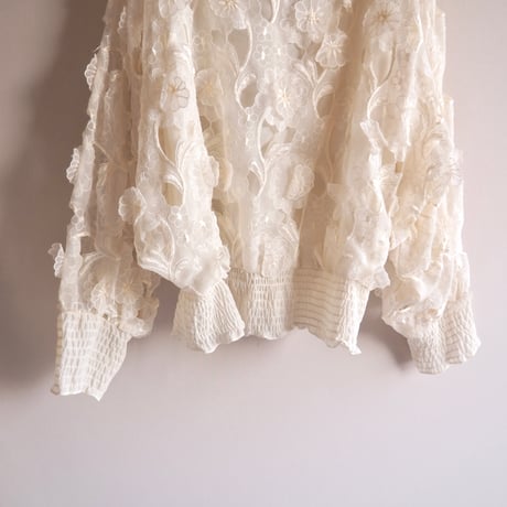 70〜80s "Andree Gaye" floral sheer blouse
