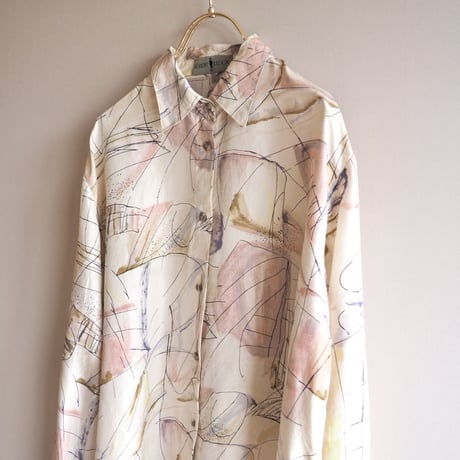 vintage silk abstract oversized blouse