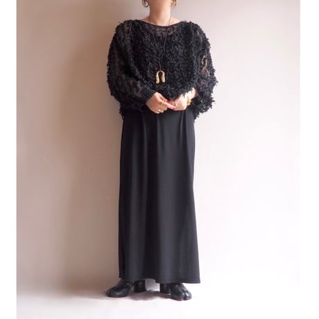 made in W.Germany ribbon design sheer blouse