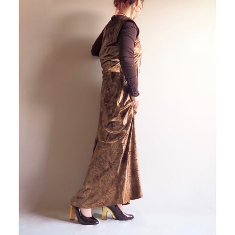 vintage textured velours sleeveless maxi dress