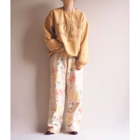 ”Talbot" floral silk × cotton wide pants