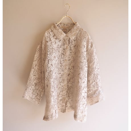 "Notations" floral sheer blouse